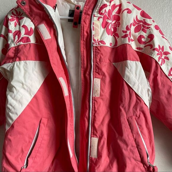 Obermeyer Delaney Luke Ski Jacket Floral Insulated Pink Youth Girls M - Picture 3 of 8
